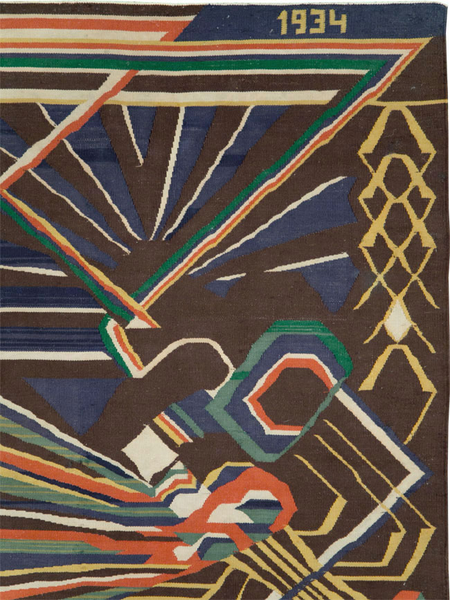 Vintage Romanian Flat-Weave Rug, No.27666 - Galerie Shabab