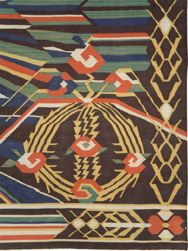 Vintage Romanian Flat-Weave Rug, No.27666 - Galerie Shabab