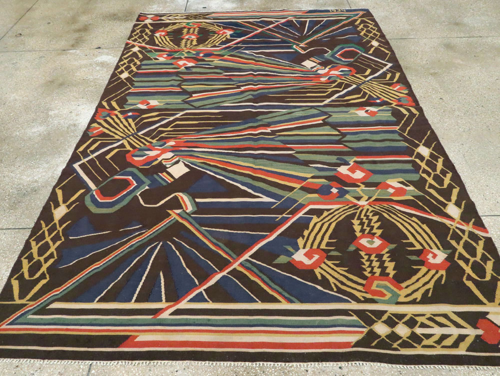 Vintage Romanian Flat-Weave Rug, No.27666 - Galerie Shabab