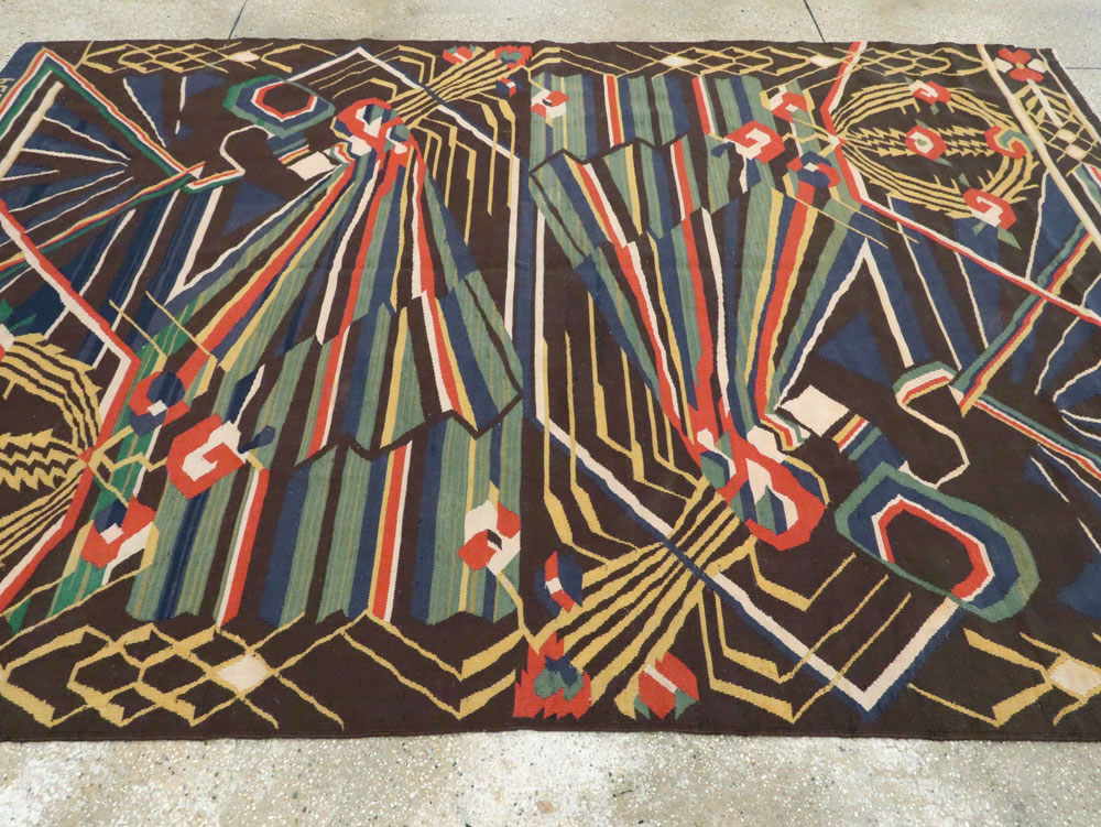 Vintage Romanian Flat-Weave Rug, No.27666 - Galerie Shabab