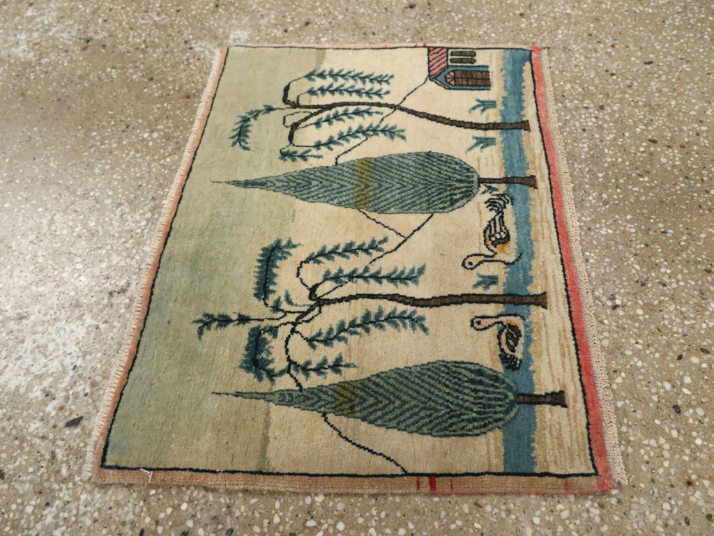 Vintage Persian Kashan Pictorial Rug (Pair: 1 of 2), No.27674 - Galerie Shabab