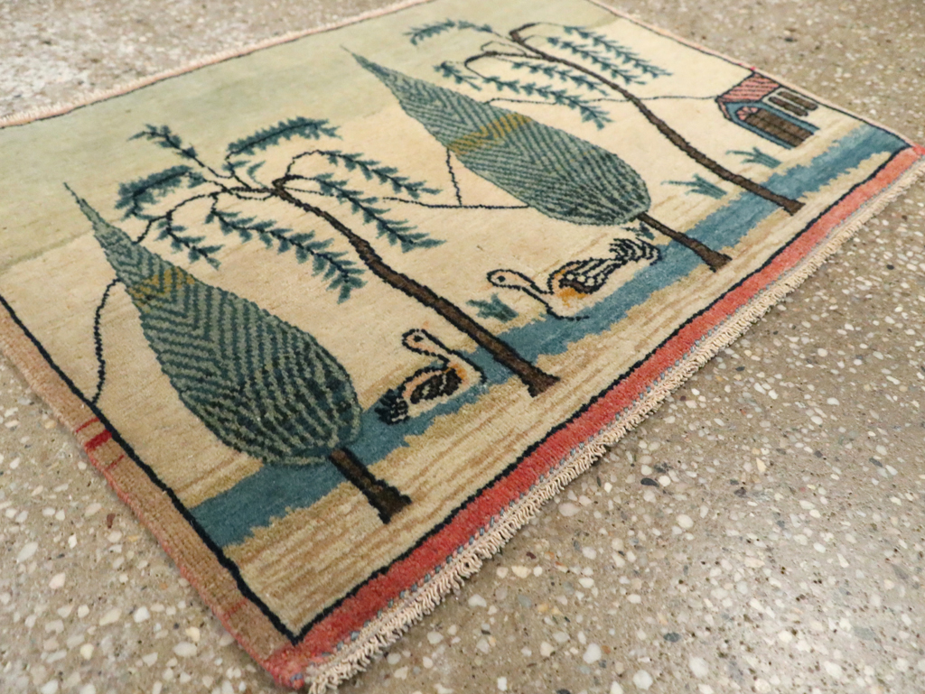 Vintage Persian Kashan Pictorial Rug (Pair: 1 of 2), No.27674 - Galerie Shabab