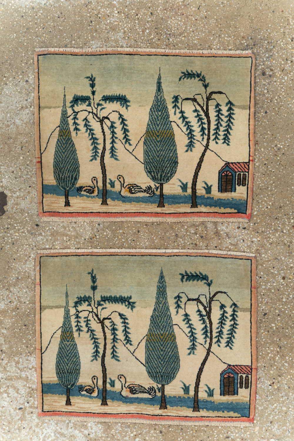 Vintage Persian Kashan Pictorial Rug (Pair: 1 of 2), No.27674 - Galerie Shabab
