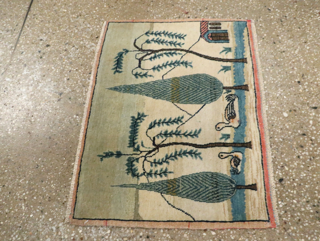 Vintage Persian Kashan Pictorial Rug (Pair: 2 of 2), No.27675 - Galerie Shabab