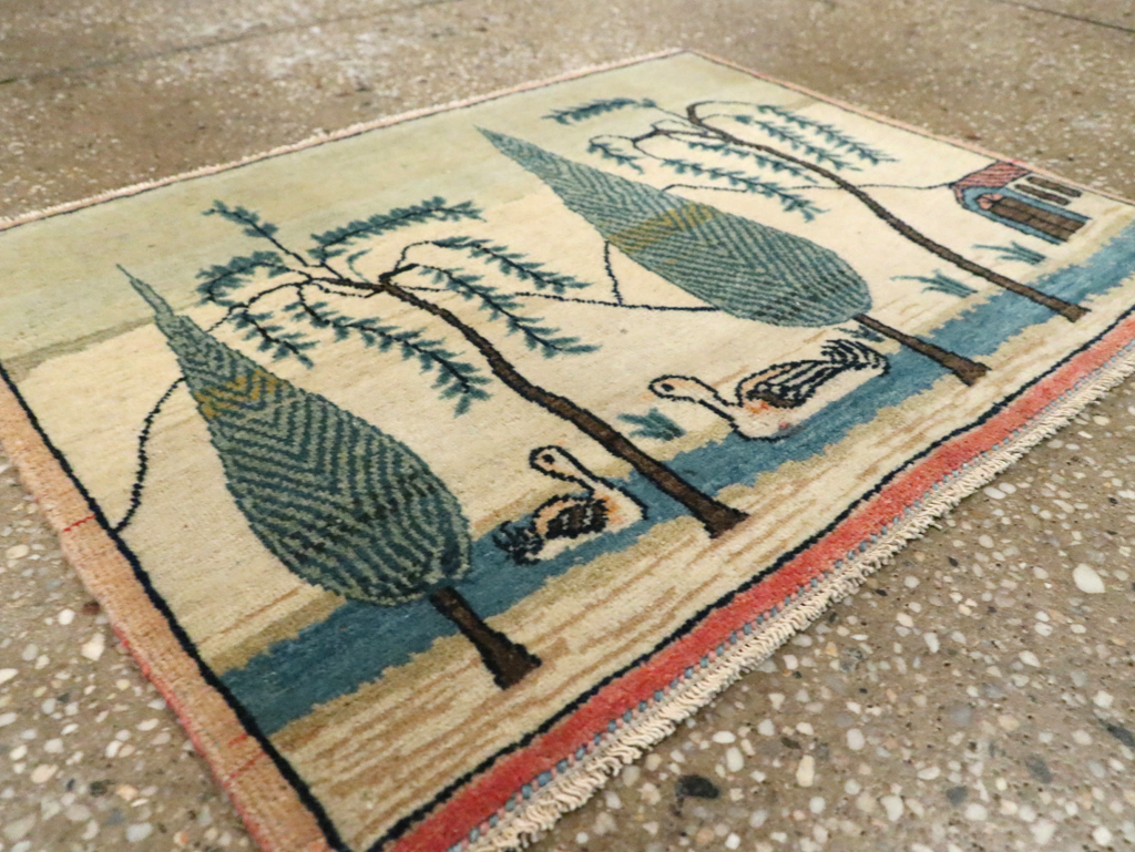 Vintage Persian Kashan Pictorial Rug (Pair: 2 of 2), No.27675 - Galerie Shabab