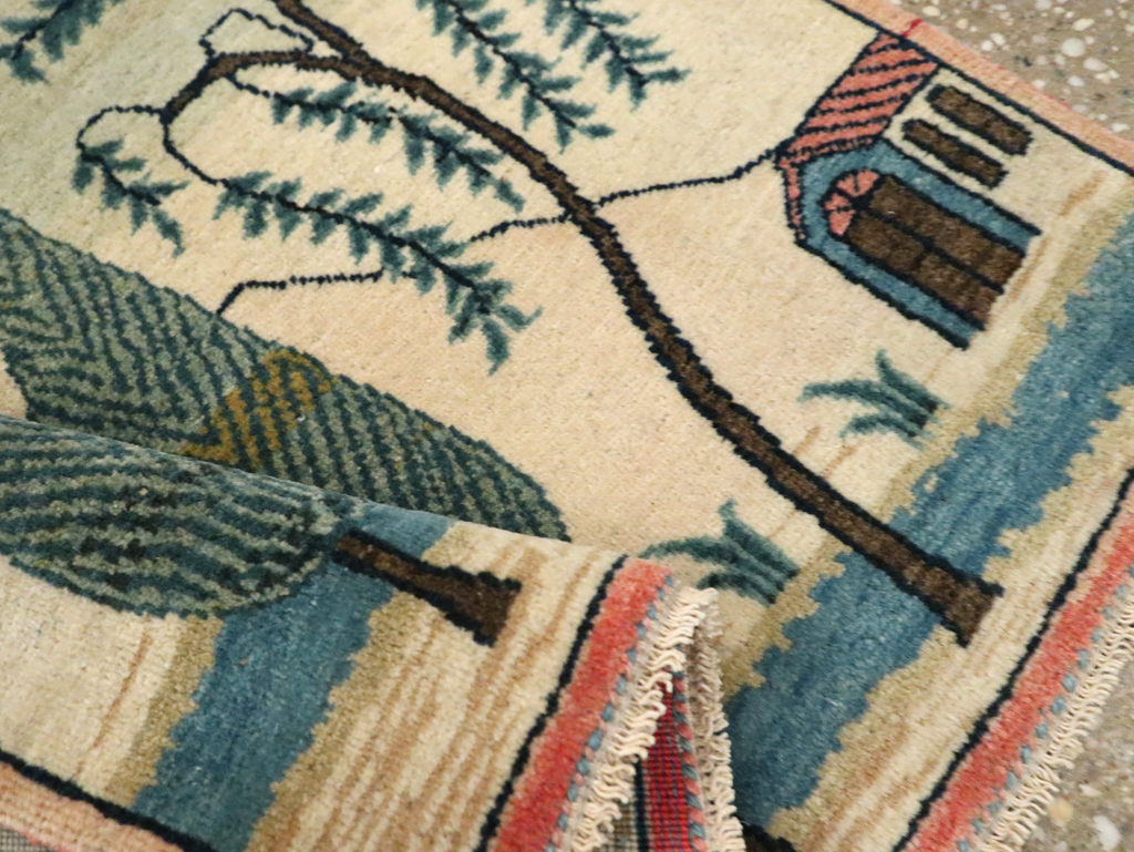 Vintage Persian Kashan Pictorial Rug (Pair: 2 of 2), No.27675 - Galerie Shabab