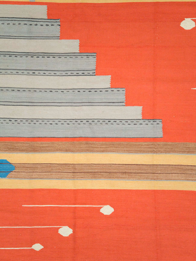 Modern Turkish Flatweave Room Size Carpet, No.27690 - Galerie Shabab