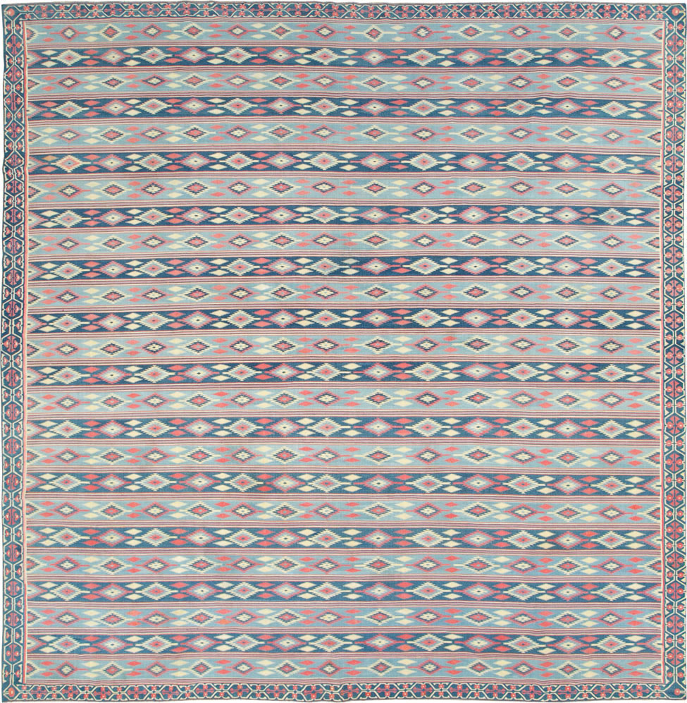 Vintage Indian Flatweave Dhurrie Large Square Carpet, No.27696 - Galerie Shabab
