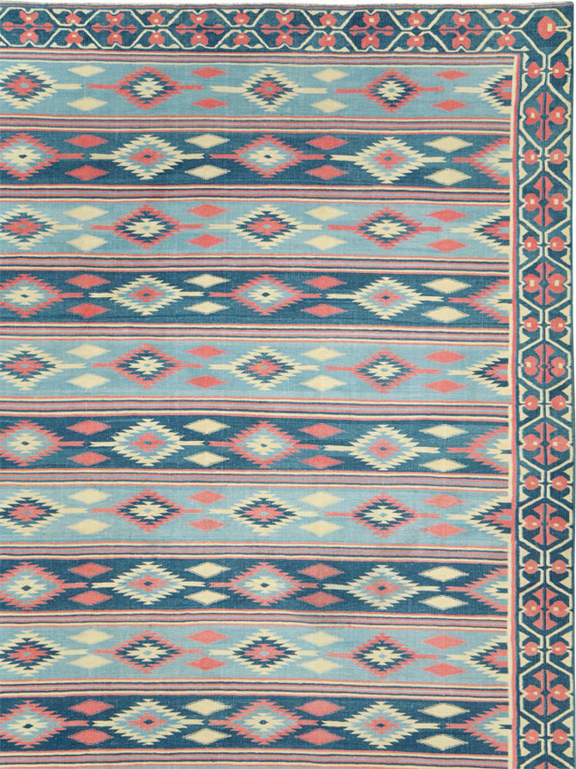 Vintage Indian Flatweave Dhurrie Large Square Carpet, No.27696 - Galerie Shabab