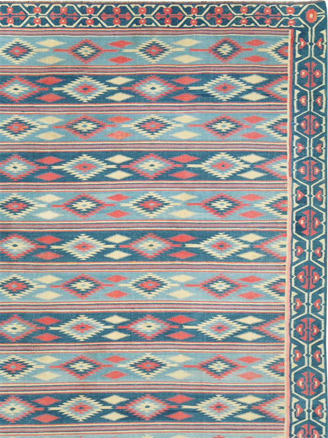 Vintage Indian Flatweave Dhurrie Square Large Carpet, No.27696 - Galerie Shabab