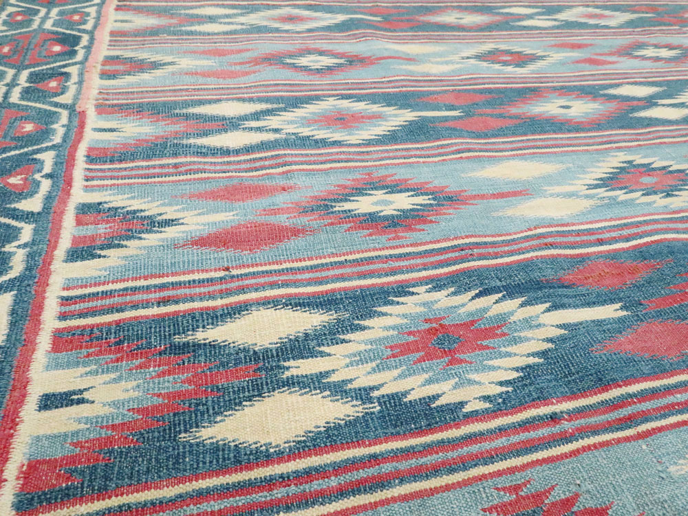 Vintage Indian Flatweave Dhurrie Square Large Carpet, No.27696 - Galerie Shabab