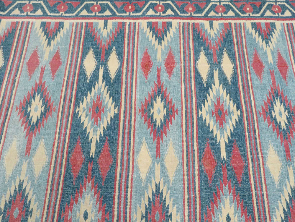 Vintage Indian Flatweave Dhurrie Square Large Carpet, No.27696 - Galerie Shabab