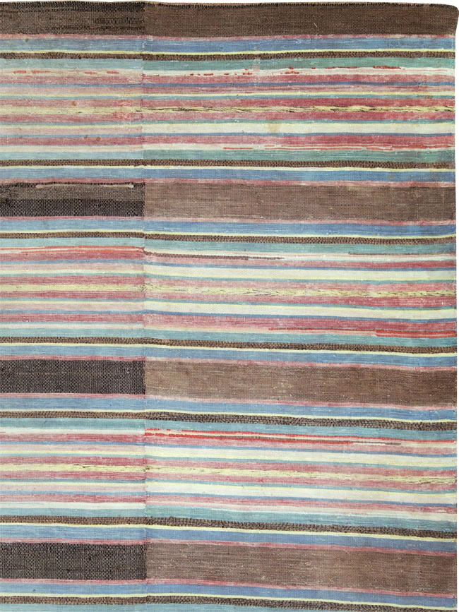 Vintage American Square Room Size Rag Rug, No.27715 - Galerie Shabab