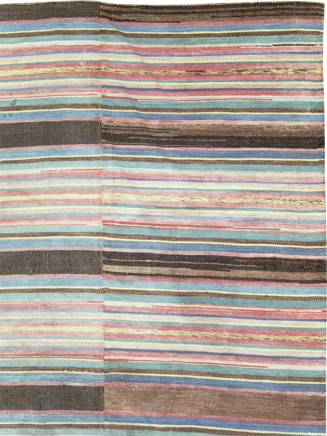 Vintage American Square Room Size Rag Rug, No.27715 - Galerie Shabab