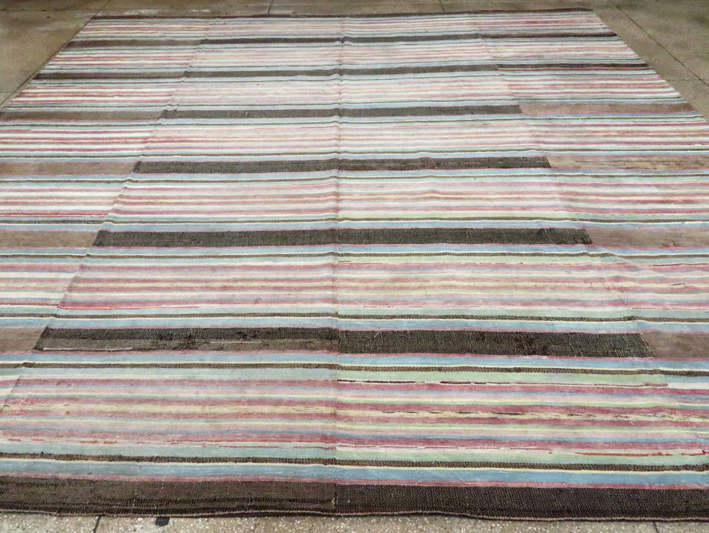 Vintage American Square Room Size Rag Rug, No.27715 - Galerie Shabab