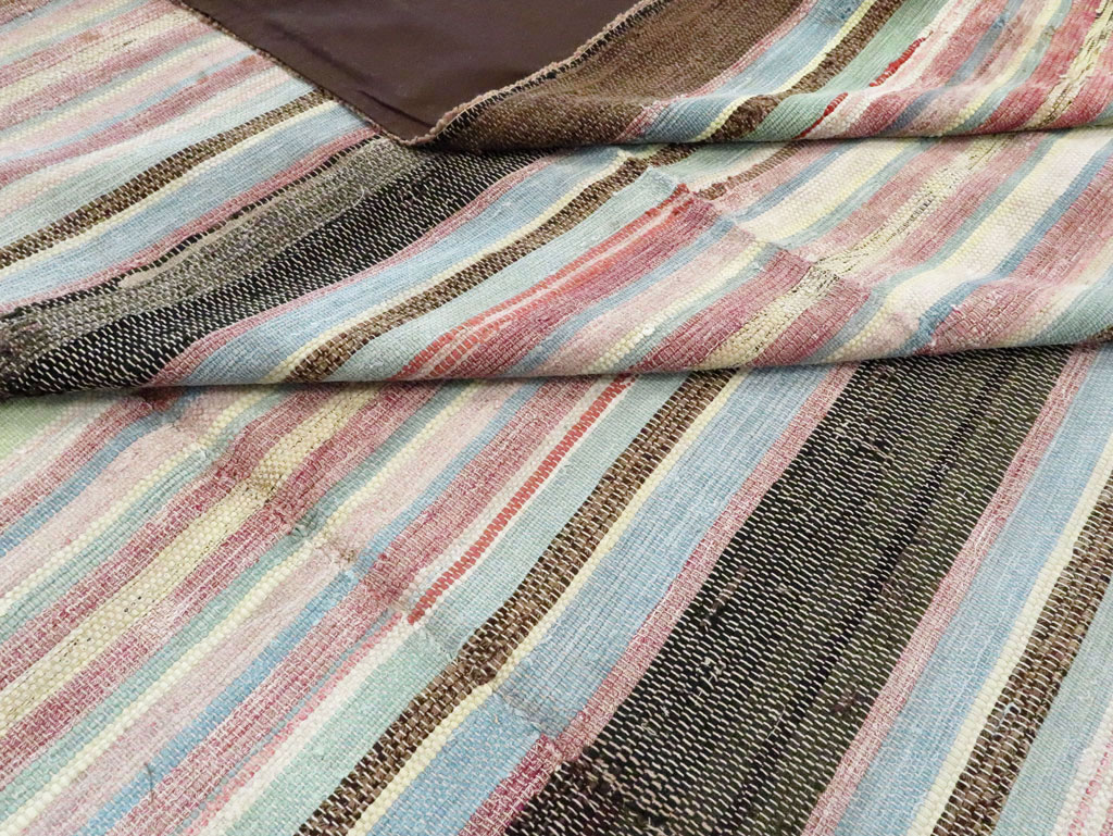 Vintage American Square Room Size Rag Rug, No.27715 - Galerie Shabab