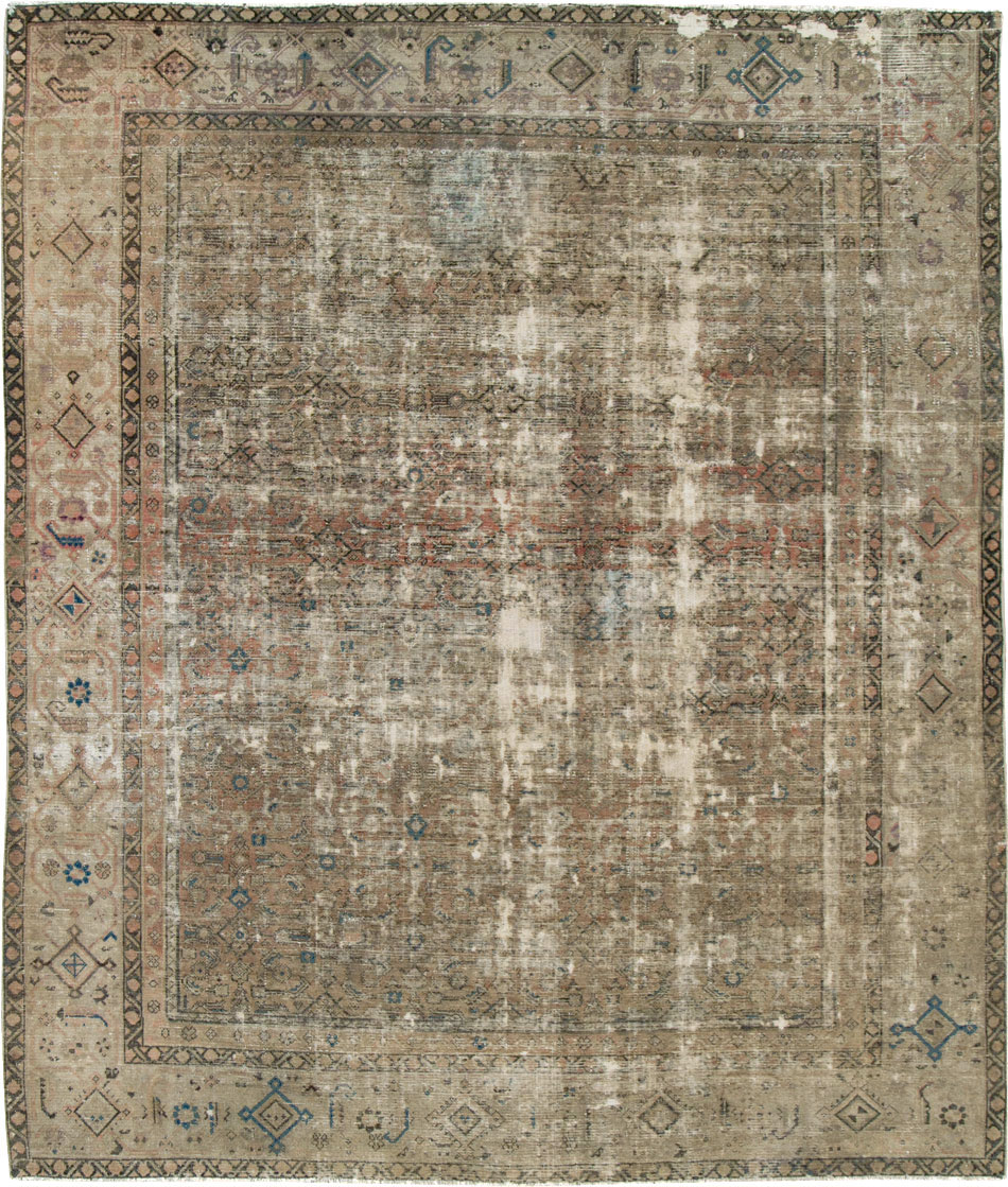 Distressed Antique Persian Malayer Room Size Carpet, No.27754 - Galerie Shabab