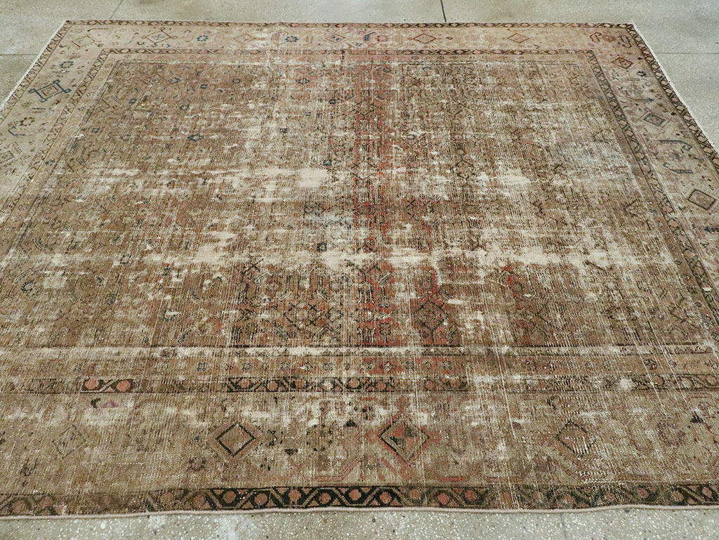 Distressed Antique Persian Malayer Room Size Carpet, No.27754 - Galerie Shabab