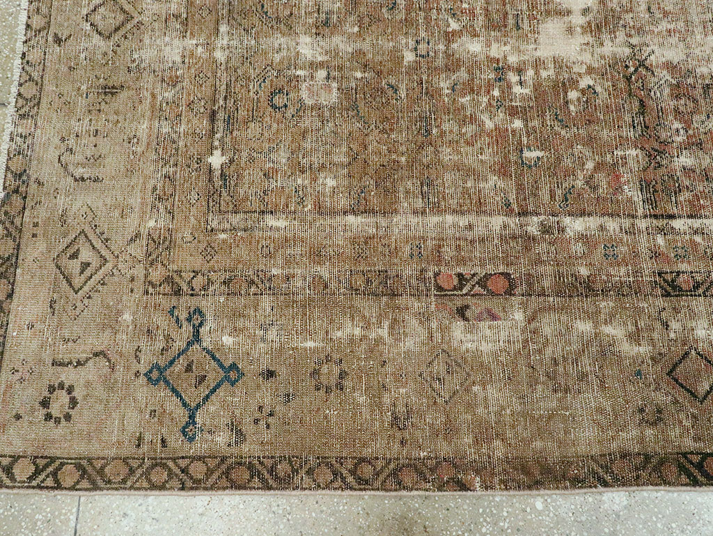 Distressed Antique Persian Malayer Room Size Carpet, No.27754 - Galerie Shabab