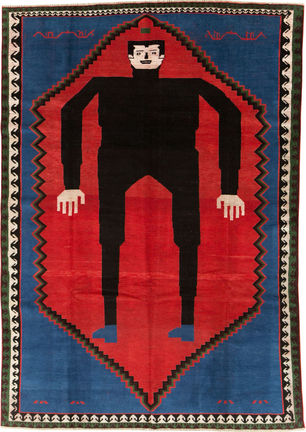 Contemporary Handmade Pictorial Accent Rug of Frankenstein, No.27762 - Galerie Shabab