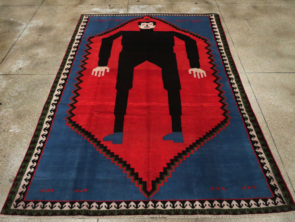 Contemporary Handmade Pictorial Accent Rug of Frankenstein, No.27762 - Galerie Shabab