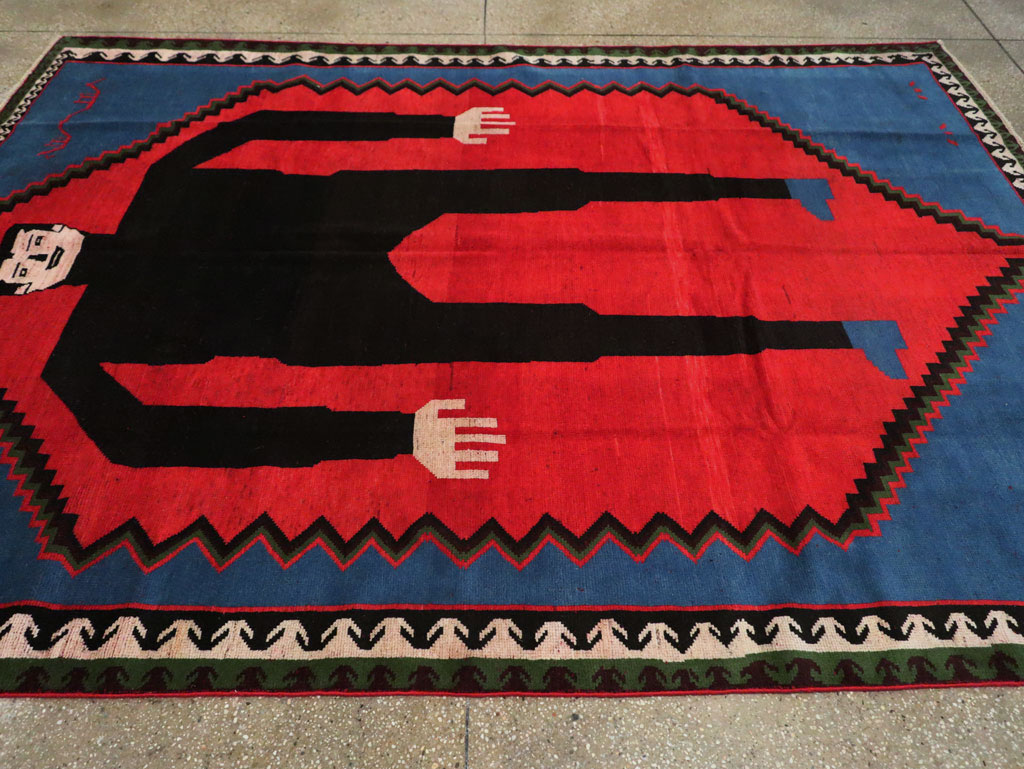 Contemporary Handmade Pictorial Accent Rug of Frankenstein, No.27762 - Galerie Shabab