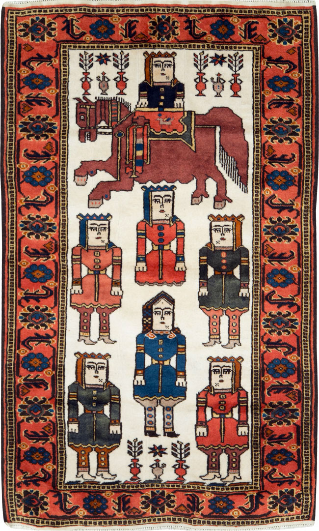 Vintage Persian Kurd Pictorial Rug, No.27768 - Galerie Shabab