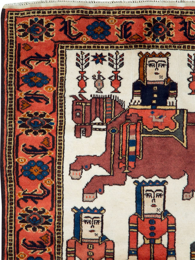 Vintage Persian Kurd Pictorial Rug, No.27768 - Galerie Shabab