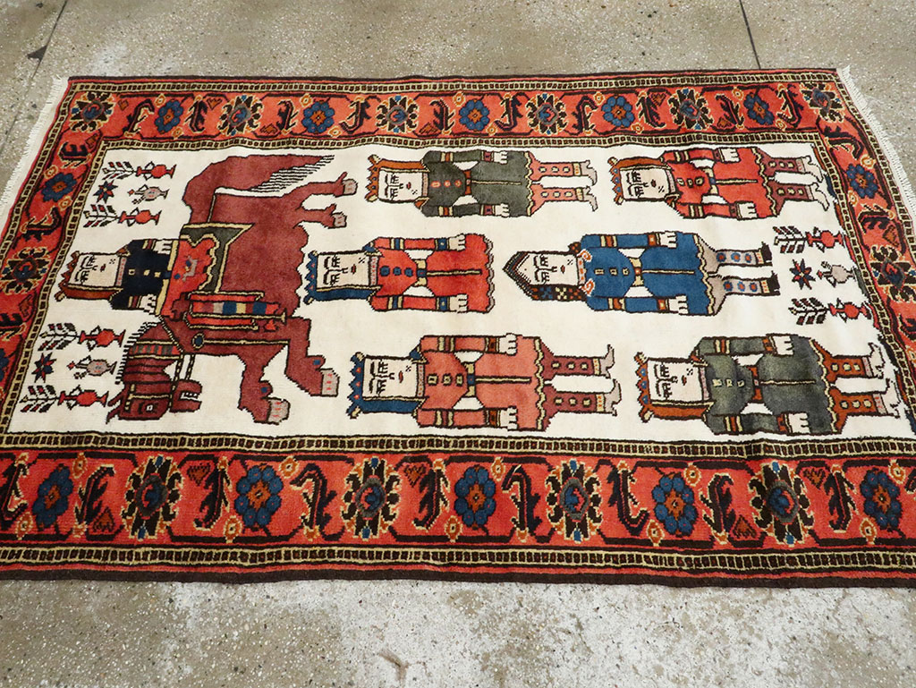 Vintage Persian Kurd Pictorial Rug, No.27768 - Galerie Shabab
