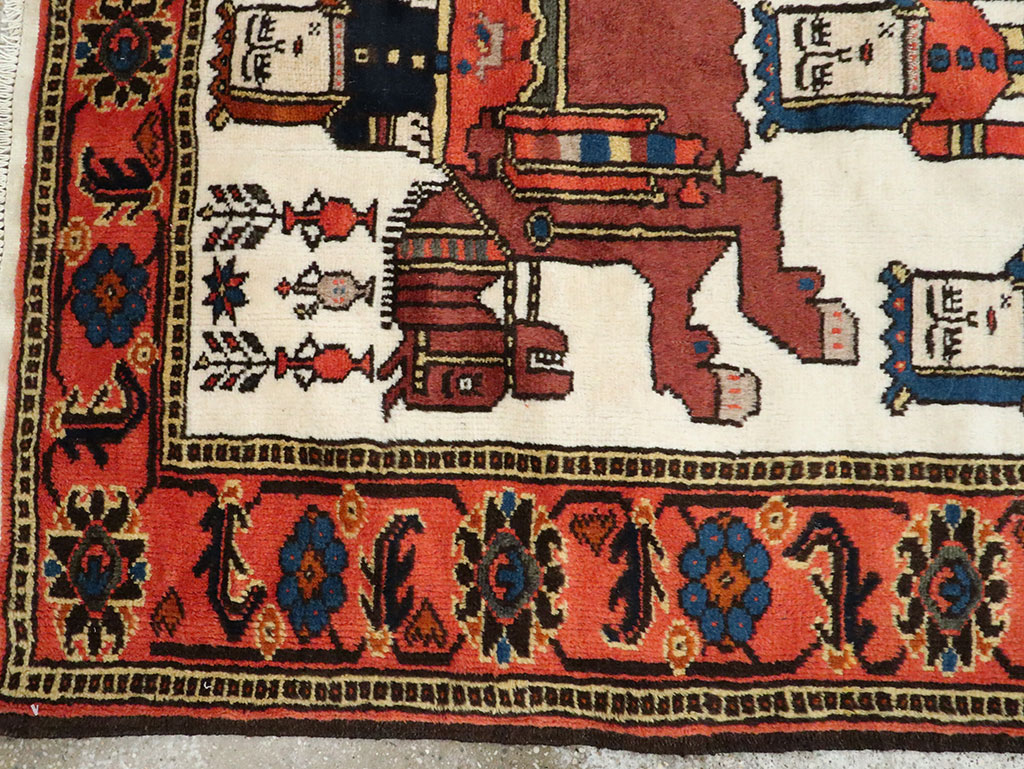 Vintage Persian Kurd Pictorial Rug, No.27768 - Galerie Shabab
