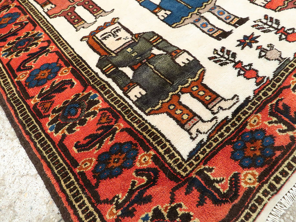 Vintage Persian Kurd Pictorial Rug, No.27768 - Galerie Shabab