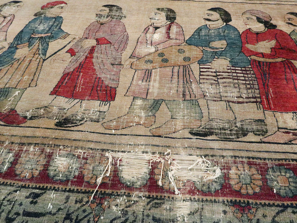 Antique Persian Lavar Kerman Pictorial Accent Carpet, No.27776 - Galerie Shabab