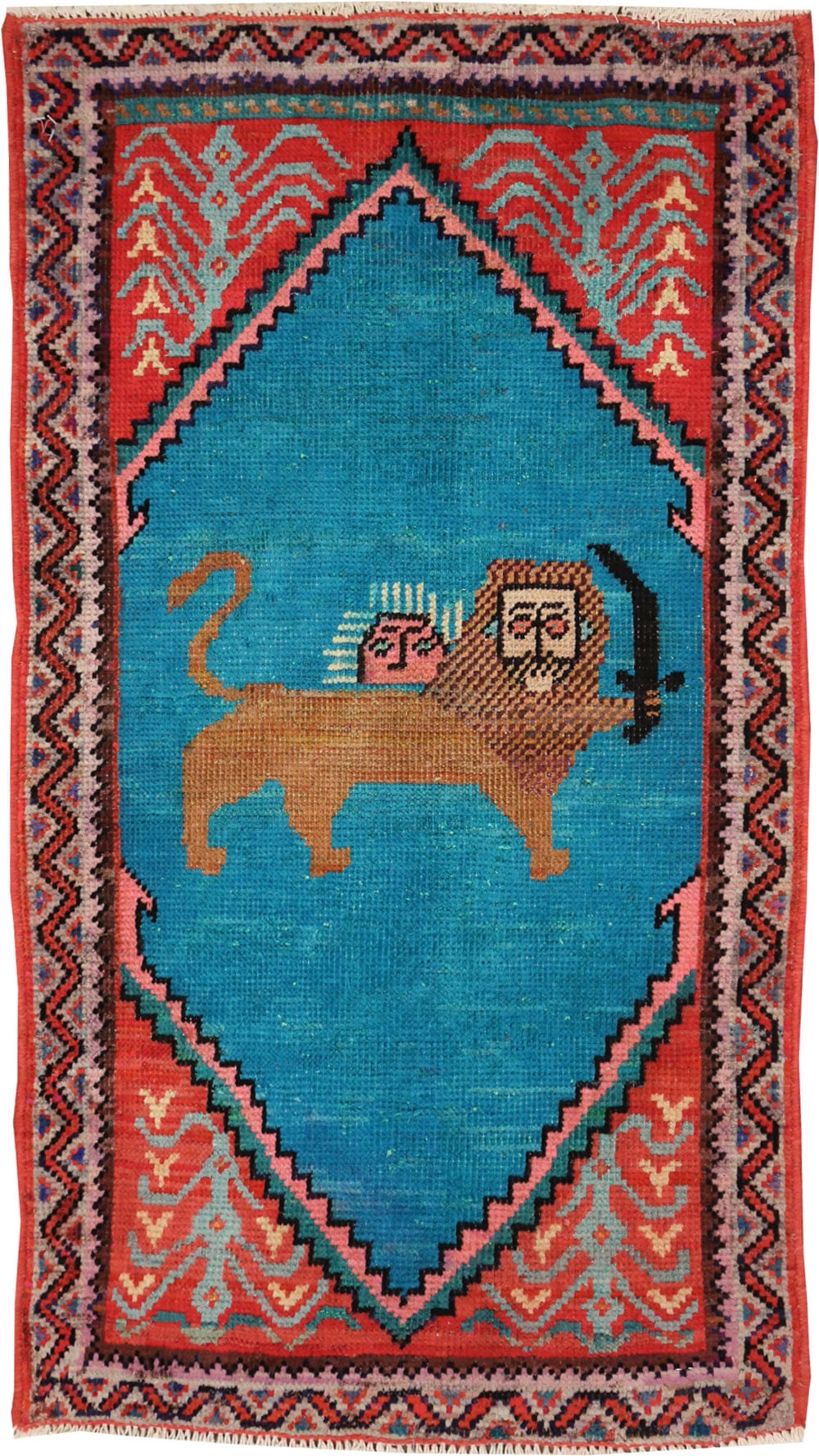 Vintage Pictorial Hamadan Rug, No.27780 - Galerie Shabab
