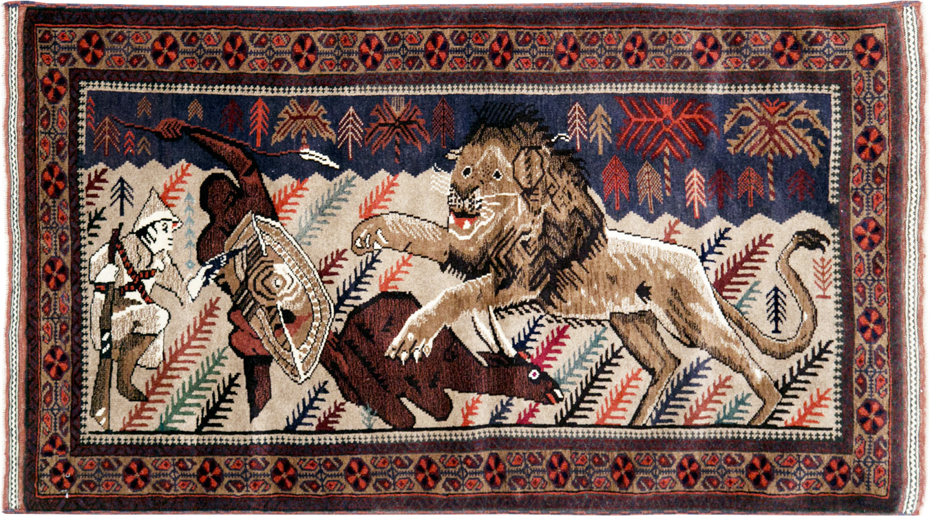 Vintage Persian Baluch Pictorial Rug, No.27781 - Galerie Shabab