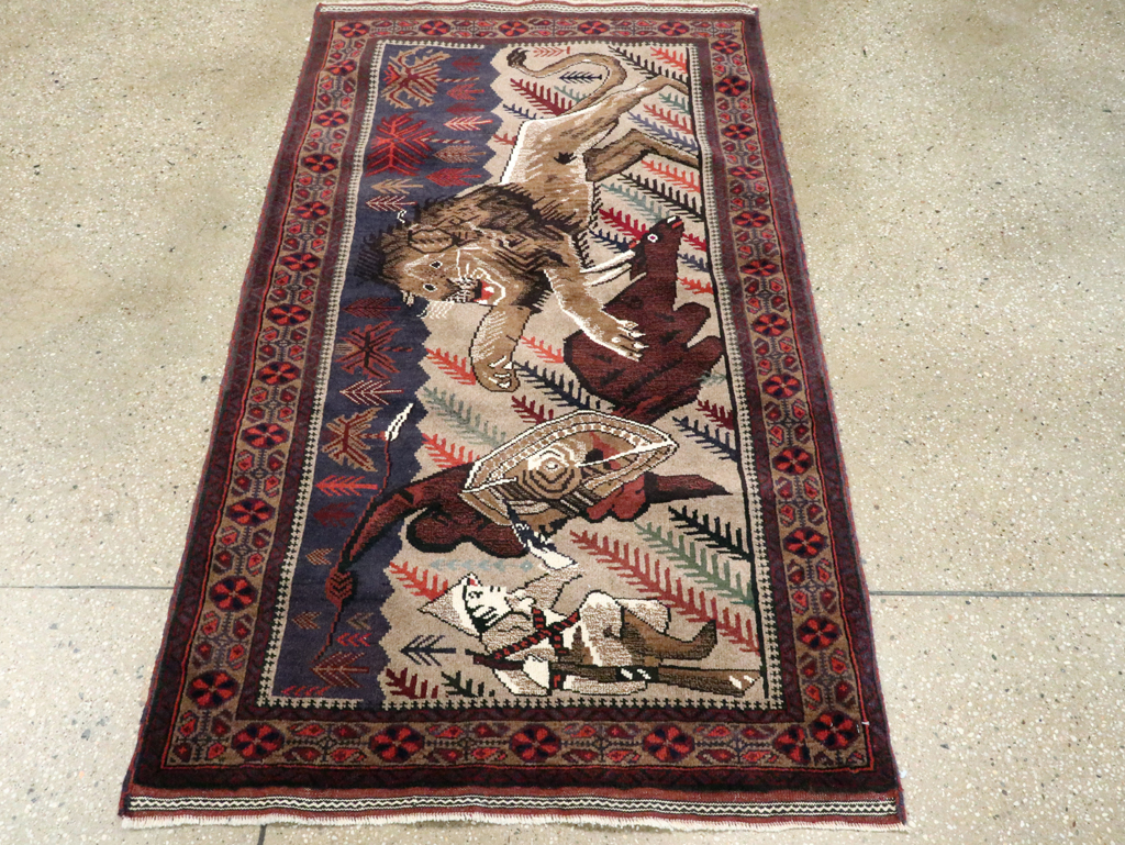 Vintage Persian Baluch Pictorial Rug, No.27781 - Galerie Shabab