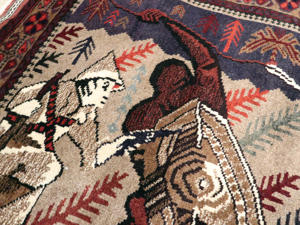 Vintage Persian Baluch Pictorial Rug, No.27781 - Galerie Shabab