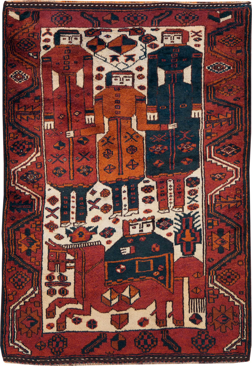 Vintage Persian Pictorial Bakhtiari Rug, No.27782 - Galerie Shabab