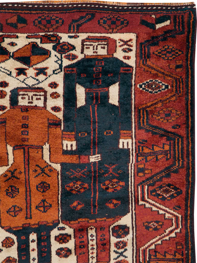 Vintage Persian Pictorial Bakhtiari Rug, No.27782 - Galerie Shabab