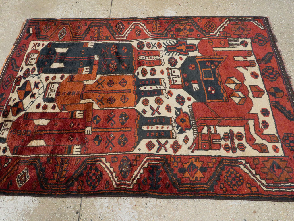 Vintage Persian Pictorial Bakhtiari Rug, No.27782 - Galerie Shabab