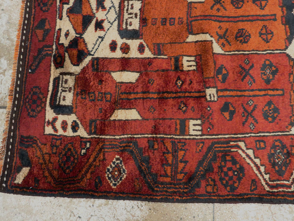 Vintage Persian Pictorial Bakhtiari Rug, No.27782 - Galerie Shabab