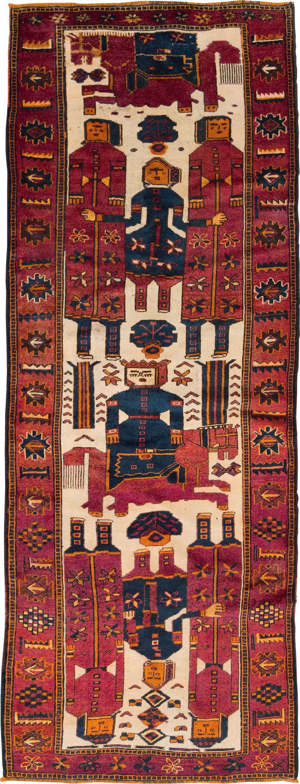 Vintage Persian Pictorial Bakhtiari Rug, No.27783 - Galerie Shabab