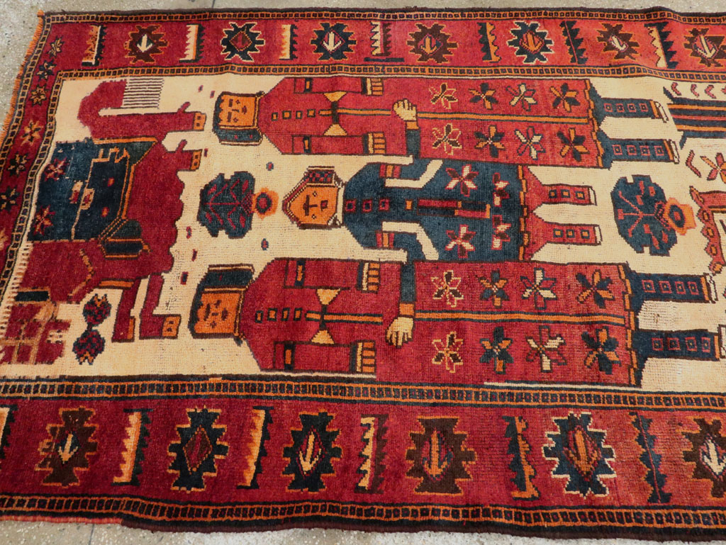 Vintage Persian Pictorial Bakhtiari Rug, No.27783 - Galerie Shabab