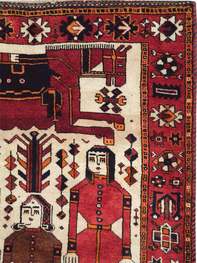Vintage Pictorial Bakhtiari Rug, No.27784 - Galerie Shabab