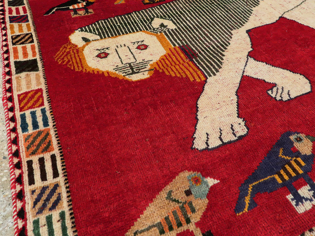 Vintage Persian Gabbeh Pictorial Accent Rug, No.27785 - Galerie Shabab