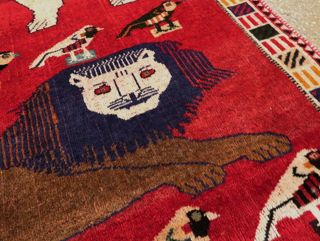 Vintage Persian Gabbeh Pictorial Accent Rug, No.27785 - Galerie Shabab