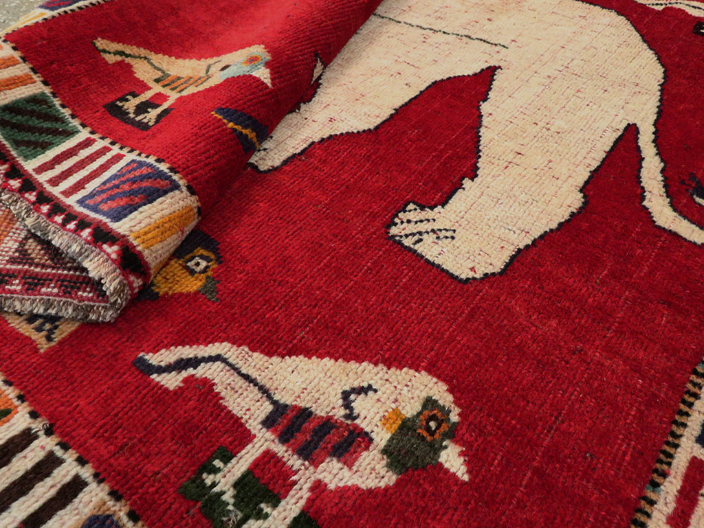 Vintage Persian Gabbeh Pictorial Accent Rug, No.27785 - Galerie Shabab