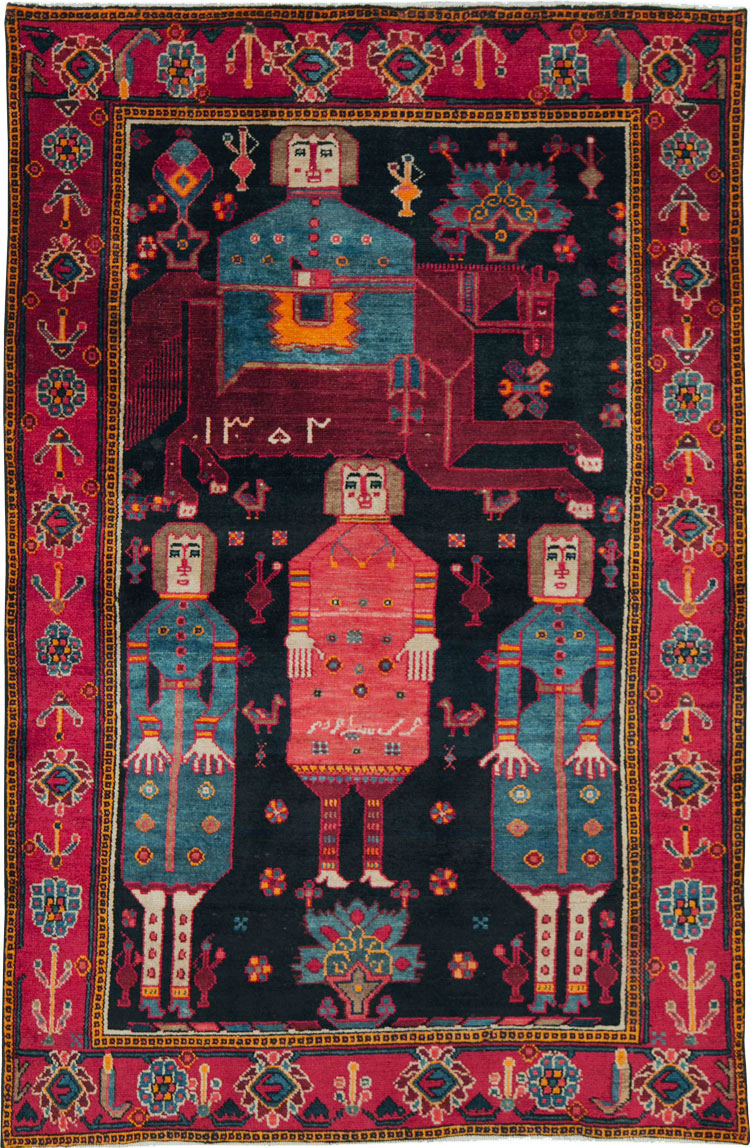 Vintage Persian Pictorial Bakhtiari Rug, No.27789 - Galerie Shabab