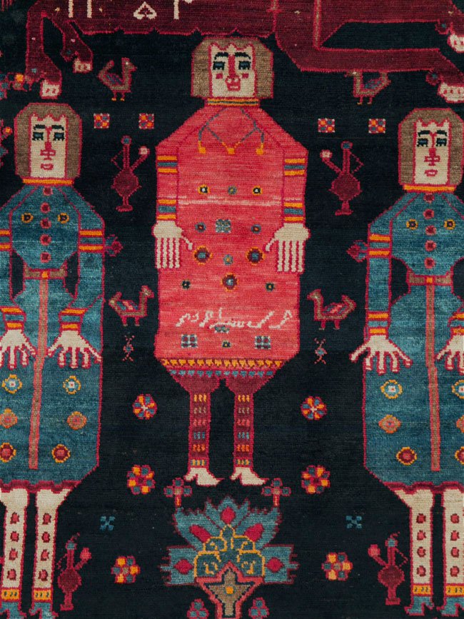 Vintage Persian Pictorial Bakhtiari Rug, No.27789 - Galerie Shabab