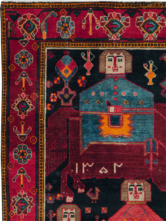 Vintage Persian Pictorial Bakhtiari Rug, No.27789 - Galerie Shabab
