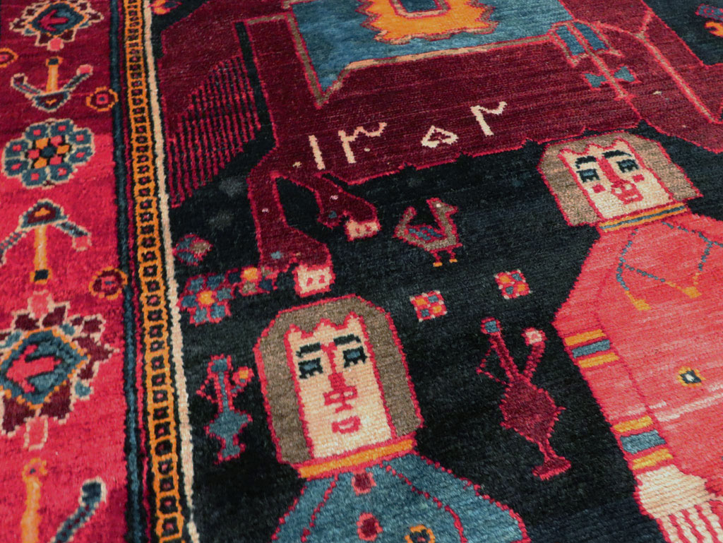 Vintage Persian Pictorial Bakhtiari Rug, No.27789 - Galerie Shabab